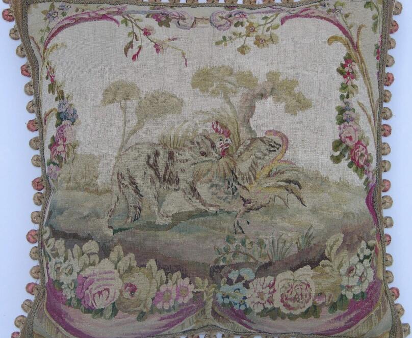 1369P    A  18TH  CENTURY  FRENCH  AUBUSSON  PILLOW 23 X 22