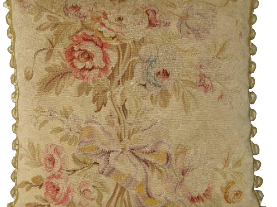 1404P   Ca. 1850  A FRENCH SILK AUBUSSON PILLOW  18 X 18