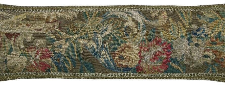 1511P   A  17TH  CENTURY  FLEMISH  TAPESTRY  PILLOW  26 X 9