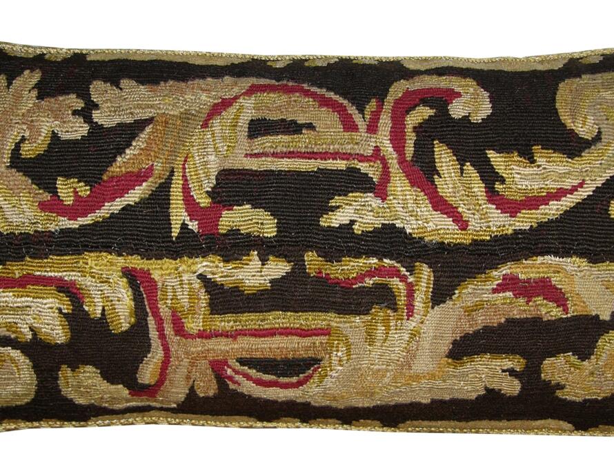 1714P   19TH CNETURY  ANTIQUE FLEMISH  TAPESTRY PILLOW  21 X 10