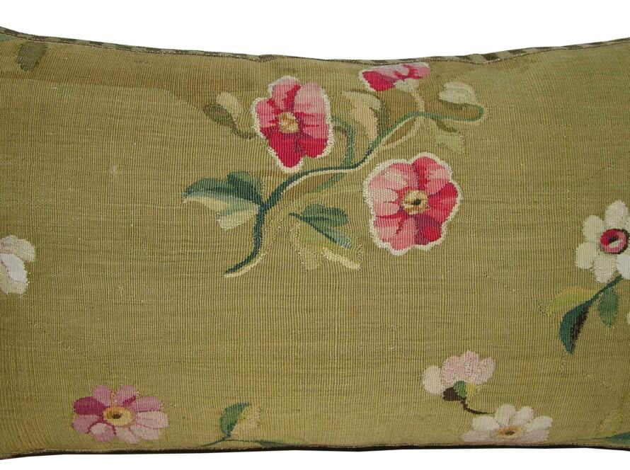 1749P   Ca.1860  ANTIQUE FRENCH AUBUSSON TAPESTRY PILLOW 23 X 14