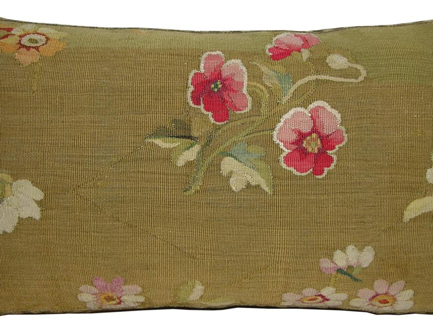 1750P   Ca.1860  ANTIQUE FRENCH AUBUSSON TAPESTRY PILLOW 23 X 14