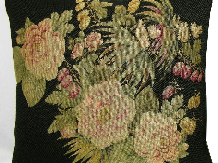 1764P  Ca.1880  ANTIQUE FRENCH NEEDLEPOINT PILLOW 19 X 18