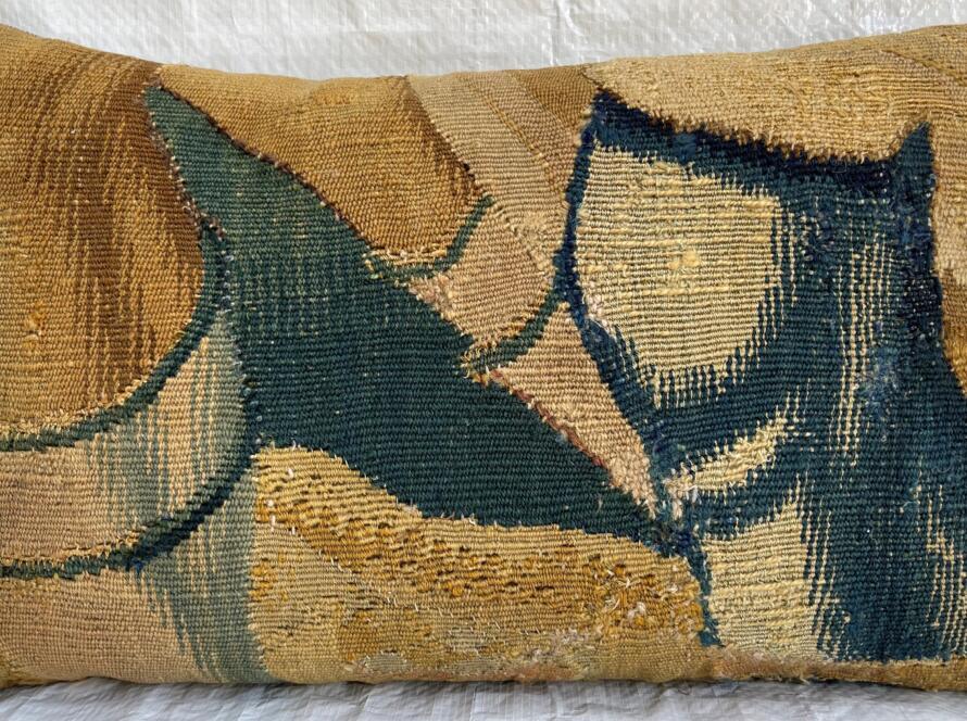 1809p 17th Century Flemish Tapestry Pillow 19″ x 11″