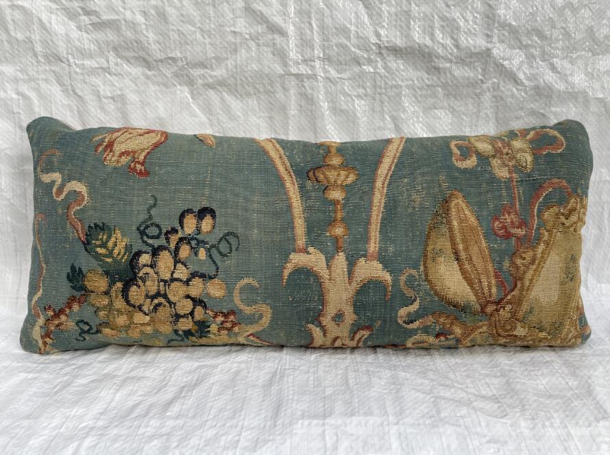 1817p 18th Century French Tapestry Pillow 25” x 11”
