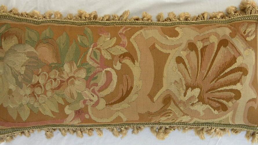 285P     A  18TH  CENTURY  FRENCH  TAPESTRY  PILLOW  23 X 10