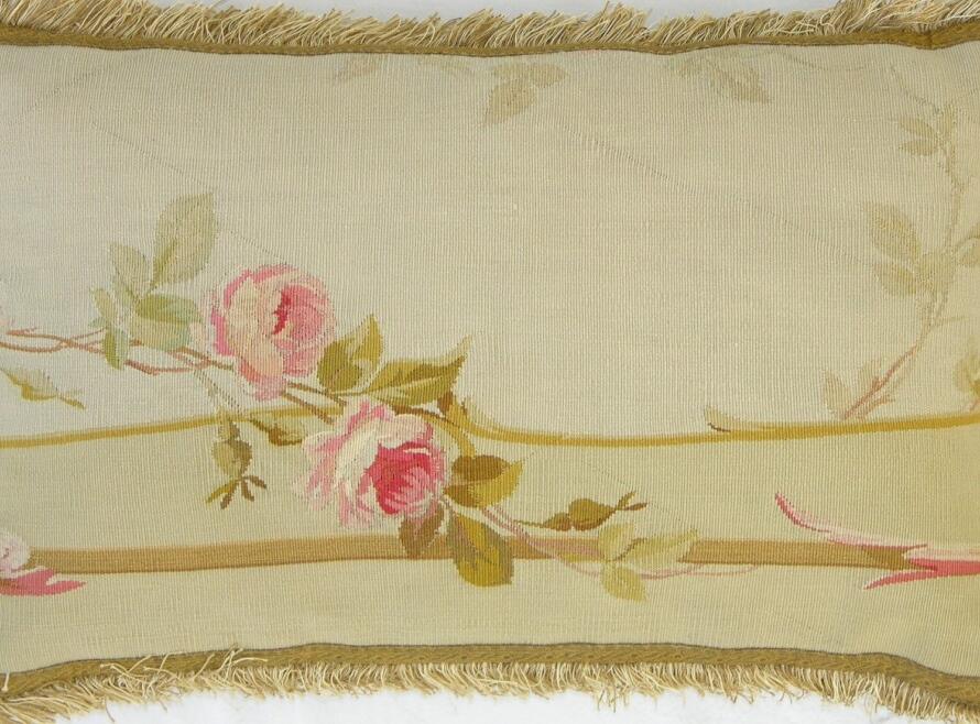 590Y     A  19TH  CENTURY  FRENCH   AUBUSSON  TAPESTRY  PILLOW 23 X 15