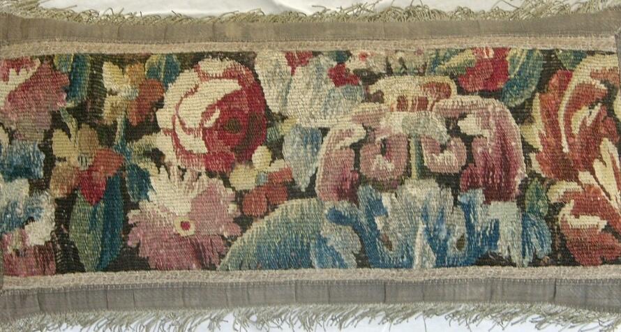 643P     A  17TH  CENTURY  BRUSSELS  TAPESTRY  PILLOW  22 X 11